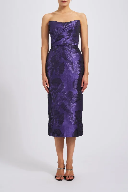 formal cocktail dress-Floral Jacquard Cocktail Dress