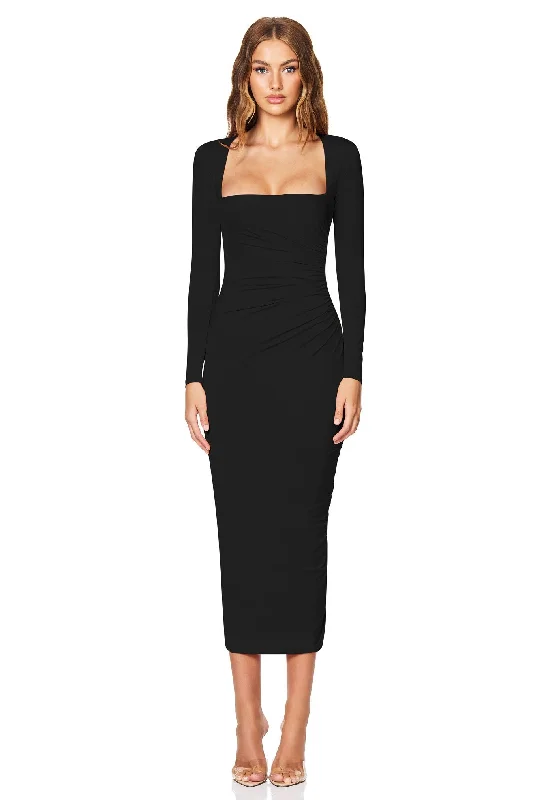 elegant fit and flare midi dress-Nookie Dare Midi Dress - Black