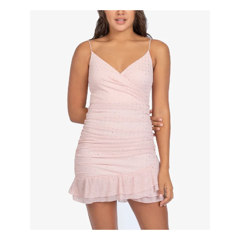 cocktail dress with scalloped hem-b darlin pink silver dot party dress