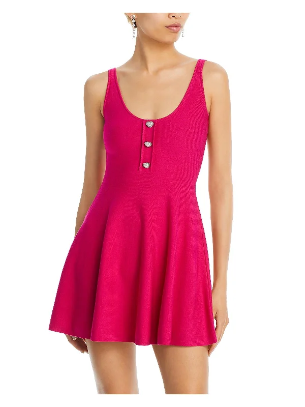 sleeveless mini dress-Womens Knit Viscose Fit & Flare Dress