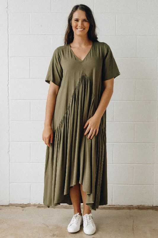 floral ruffle maxi dress-Peak Maxi Dress | Khaki | FINAL SALE