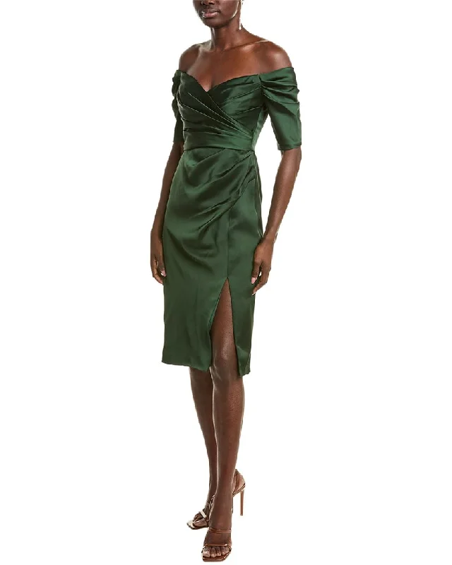 cocktail dress with draped bodice-Theia Holland Satin Cocktail Dress