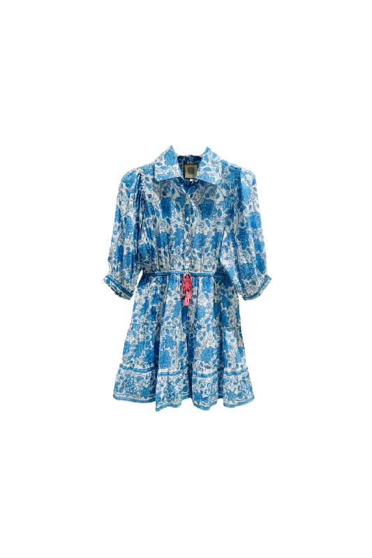 embroidered mini dress-Women's Blair Mini Dress In Blue Floral