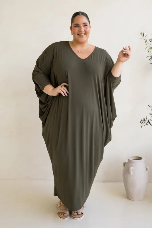 vintage style maxi dress-Long Sleeve Maxi Miracle Dress | Moss Green