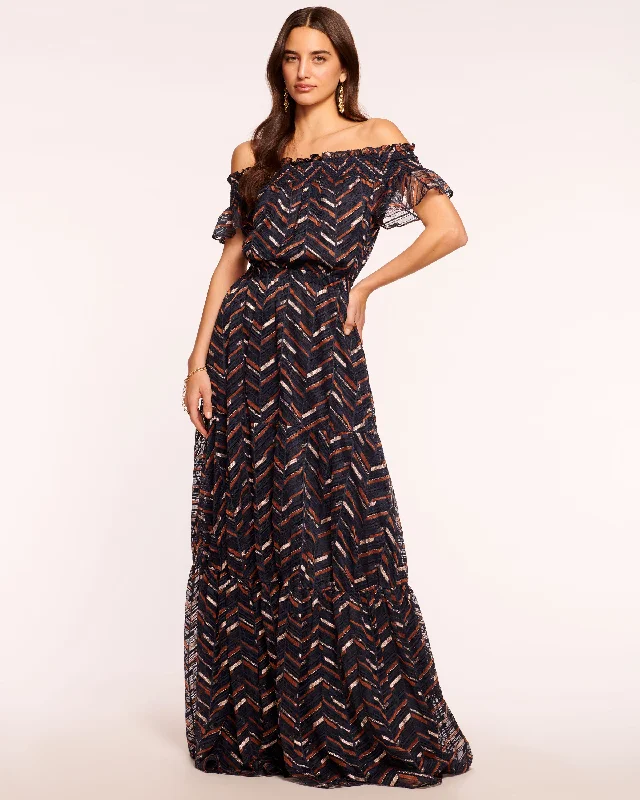 sleeveless wrap maxi dress-Charity Off-The-Shoulder Maxi Dress