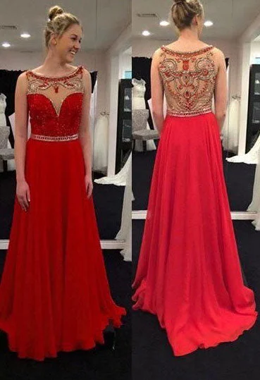 vintage lace evening dress-Elegant Long Prom Dresses with Rhinestones