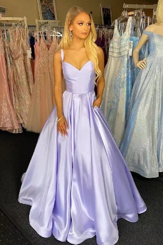 evening dress with cape-Pale Lavender Prom Dresses Straps