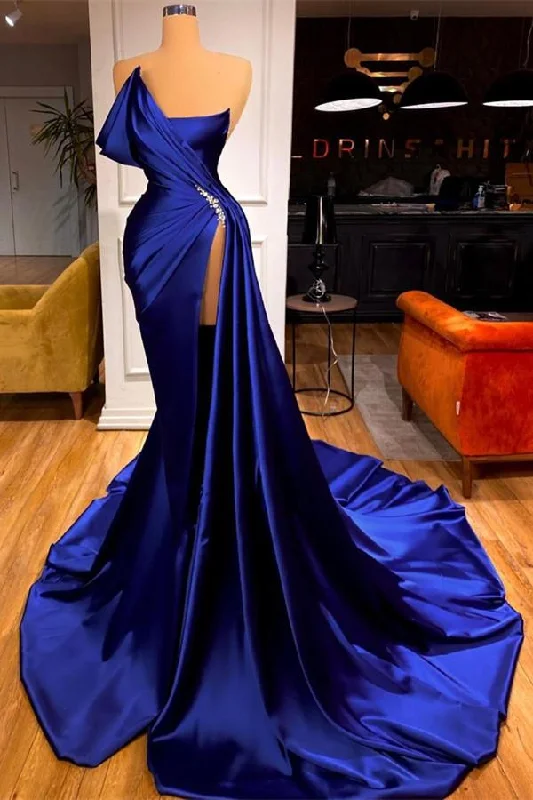 sheer back evening dress-Regal Blue Mermaid Gown with Sweetheart Neckline