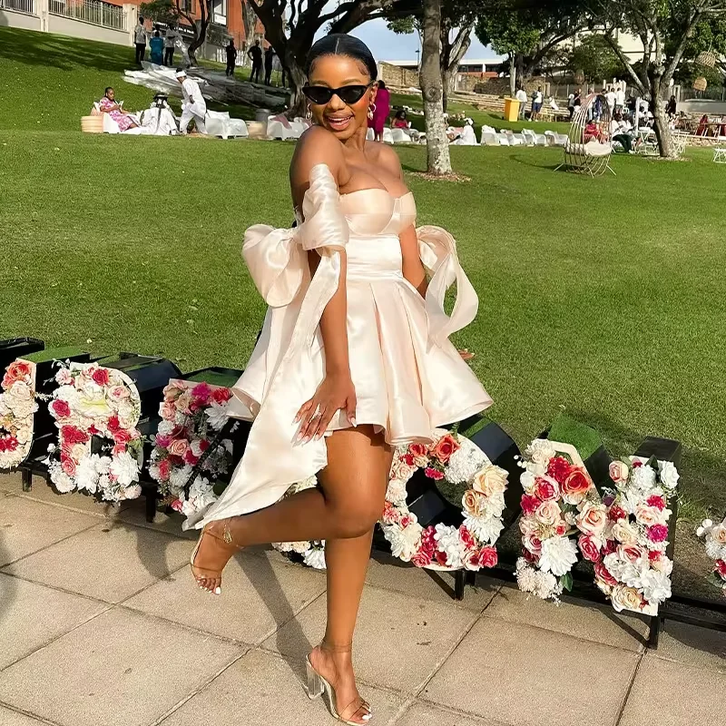 elegant long sleeve evening gown-Short Prom Dresses for Black Girls Graduation Birthday Party Homecoming Dress