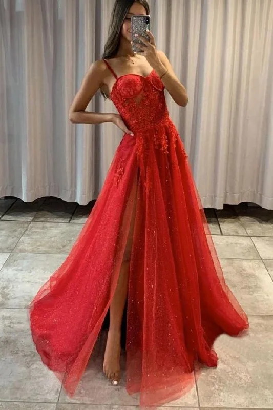 velvet long evening dress-A-line Tulle Long Prom Dresses with Appliques,Winter Formal Dresses