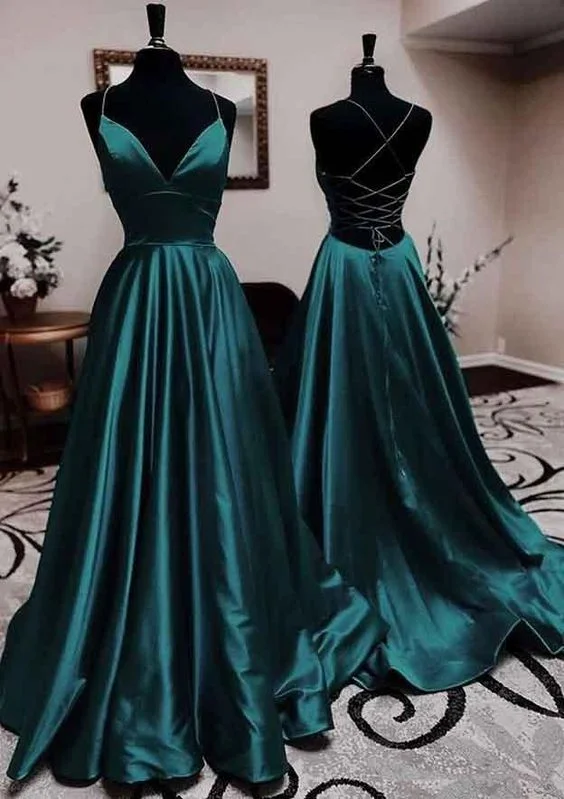 evening dress with cape-A-line V Neck Spaghetti Straps Long/Floor-Length Prom Dress With Pleated      S3288