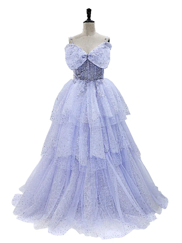 elegant cocktail evening dress-Ball Gown Off the Shoulder Glitter Tulle Prom Dress #23767