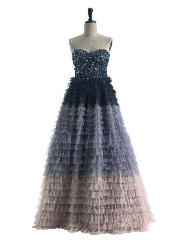 evening dress with plunging neckline-Ball-Gown Princess Sweetheart Floor-Length Tulle Prom Dresses With Beading Sequins #18560