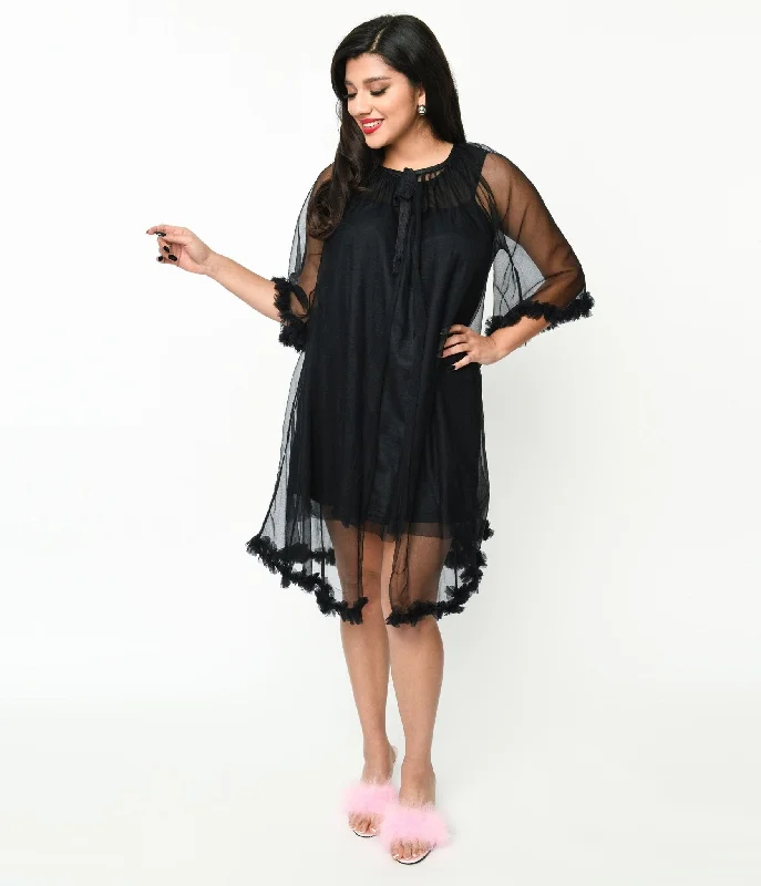 high neck formal evening dress-Black Pillow Talk Nightgown Set