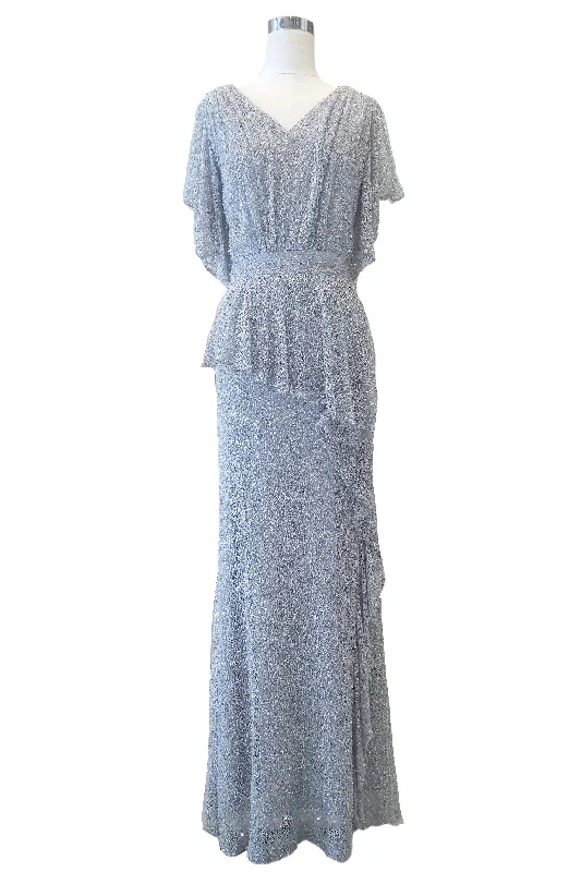 sparkly evening dress-Buy : Private Label - Silver Ruffles Gown