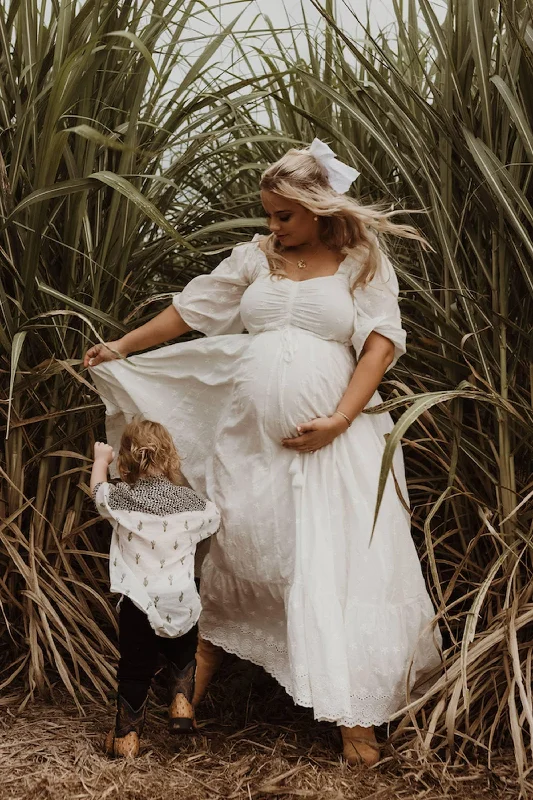 evening dress with sleeves and lace-Coven & Co Starlight Gown - White - For Sale