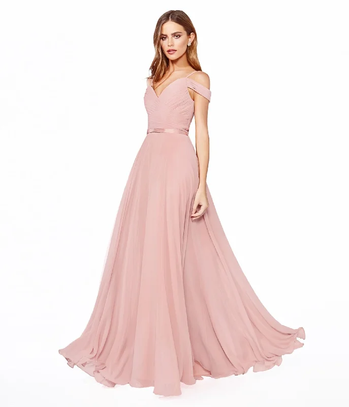 bodycon evening dress-Cinderella Divine  Dusty Rose Chiffon Prom Gown