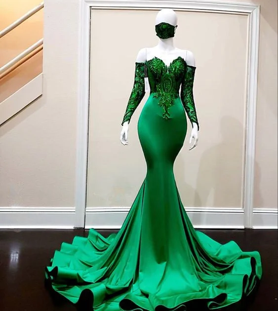 shimmering evening dress-Green prom dresses, sparkly evening dresses, mermaid prom dresses      S1415