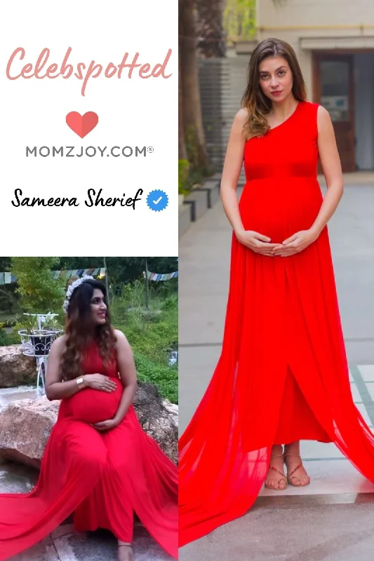 evening dress with high-low hem-Luxe Candy Trail Maternity Photoshoot Gown