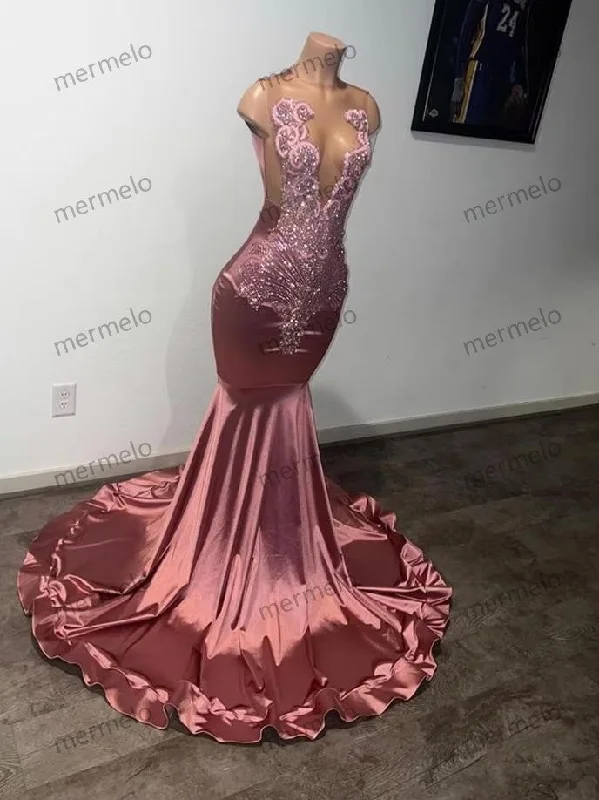 evening gown for formal events-Mermaid Birthday Party Dress O Neck Formal Prom Gowns