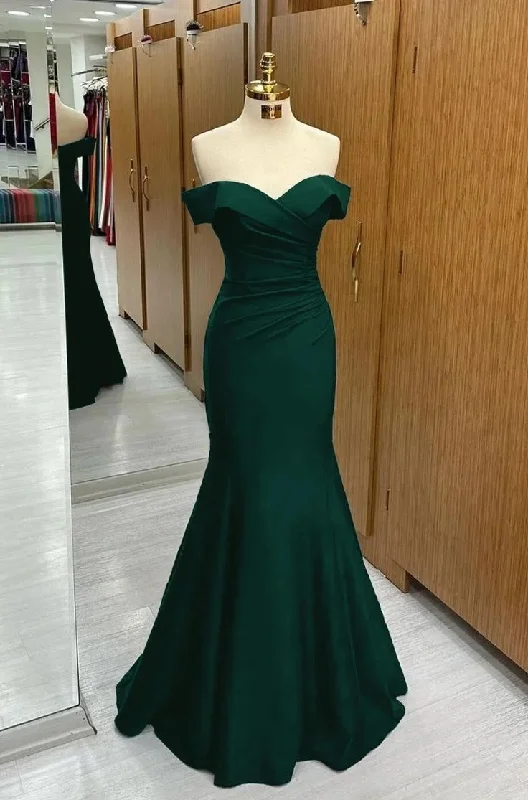 vintage-inspired evening dress-Mermaid Off-the-Shoulder Sweetheart Sleeveless Evening Dress       S5628