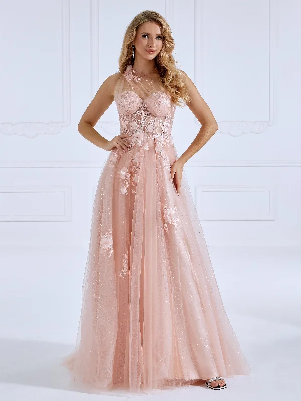 chiffon evening gown-One Shoulder Side Slit Long Dress Elegant Prom Dress #17475