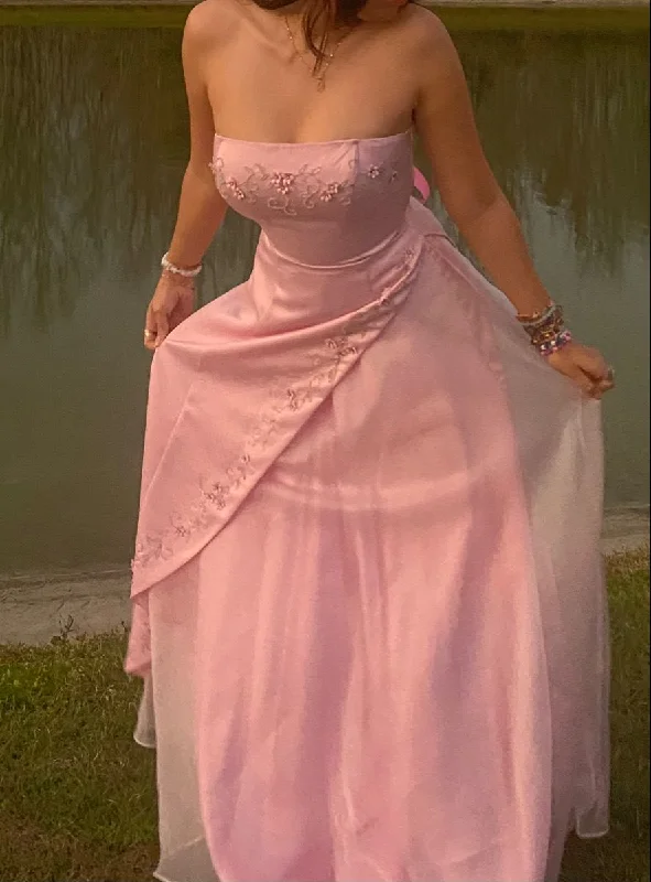 sweetheart neckline evening dress-Pink Strapless Long Prom Dress Formal Evening Gown     S5669