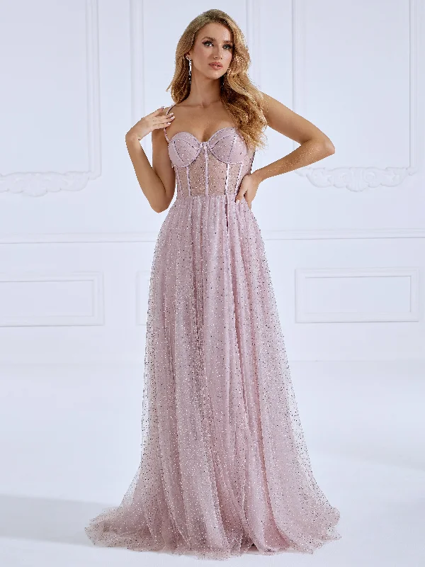 high slit evening dress-Princess Glitter-Pearls Sweetheart Ball Gown #17816