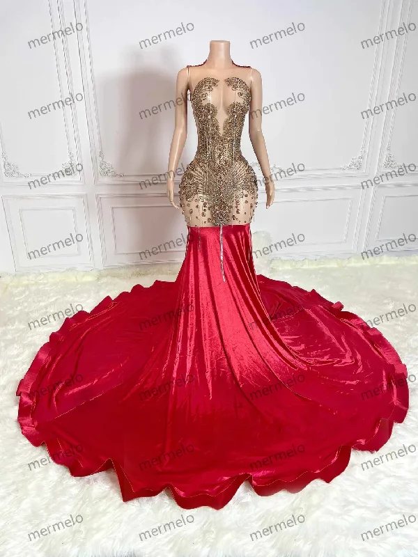 evening dress for black-tie events-Red Luxury African American Prom Dresses For Black Girls