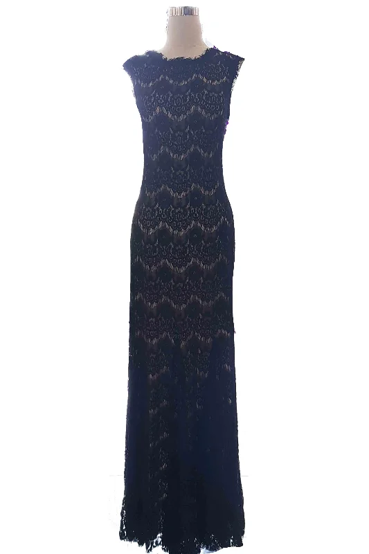 strapless evening dress-Rent: Aqua Dresses - Sleeveless Lace Evening Dress