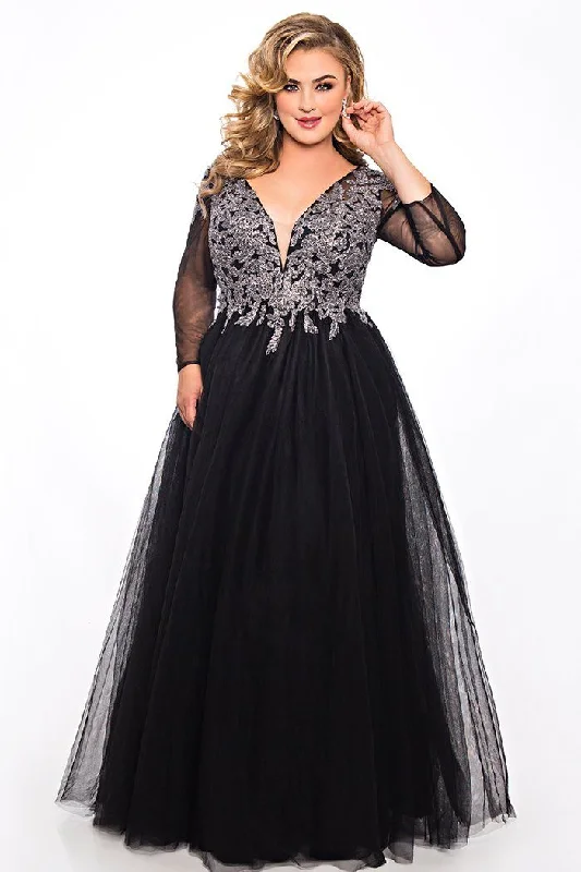 evening dress with mesh overlay-Lace Illusions Formal Dress