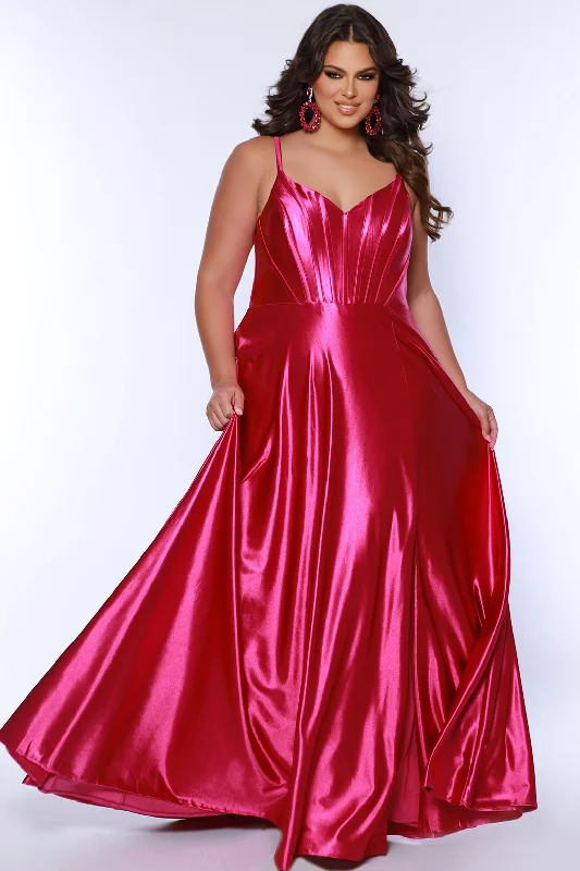 evening dress with ruffles-Sweet in Satin Corset Formal Dress