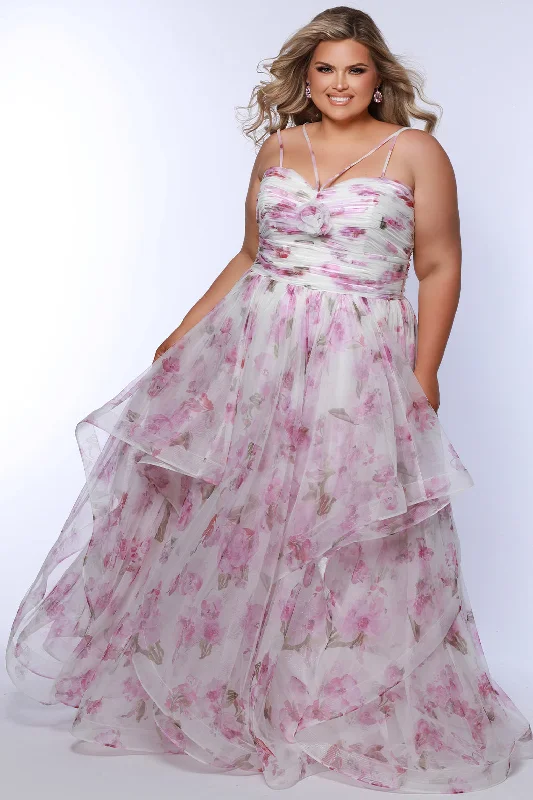 deep V-neck evening dress-Cute As Ever Floral Formal Gown