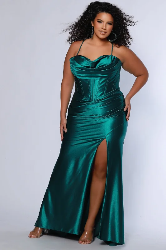 beaded evening dress-Keep it Sleek Satin Corset Formal Dress