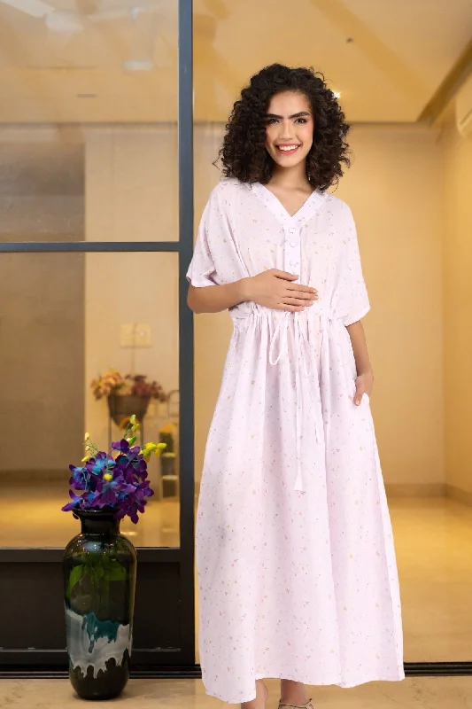 floral print evening dress-Starry Cloud Maternity & Nursing Dress / Delivery Gown/ Night Dress