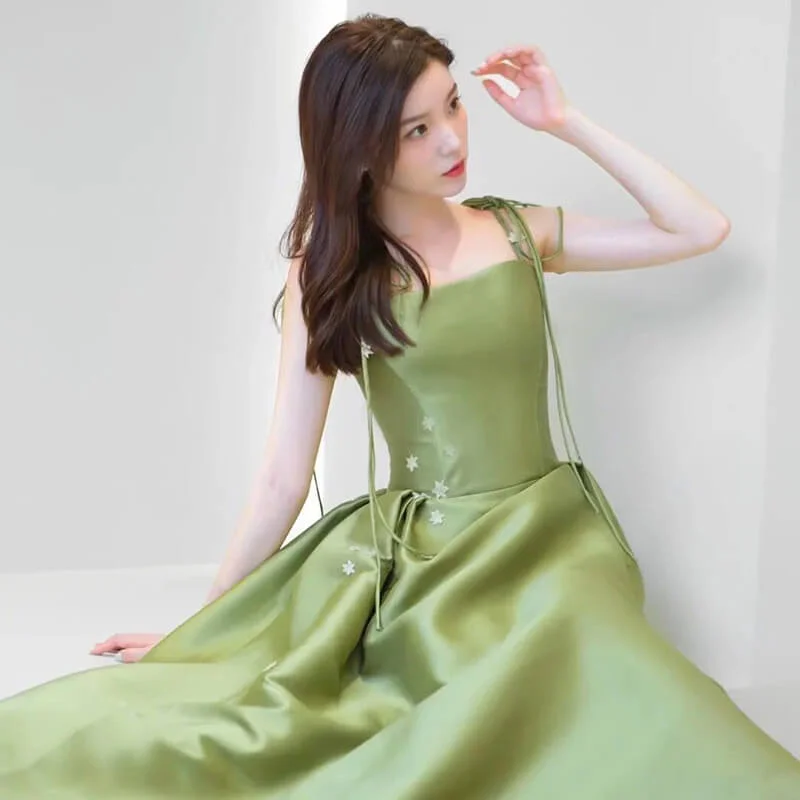 evening dress with shawl-Suspender green stunning evening dress by9092