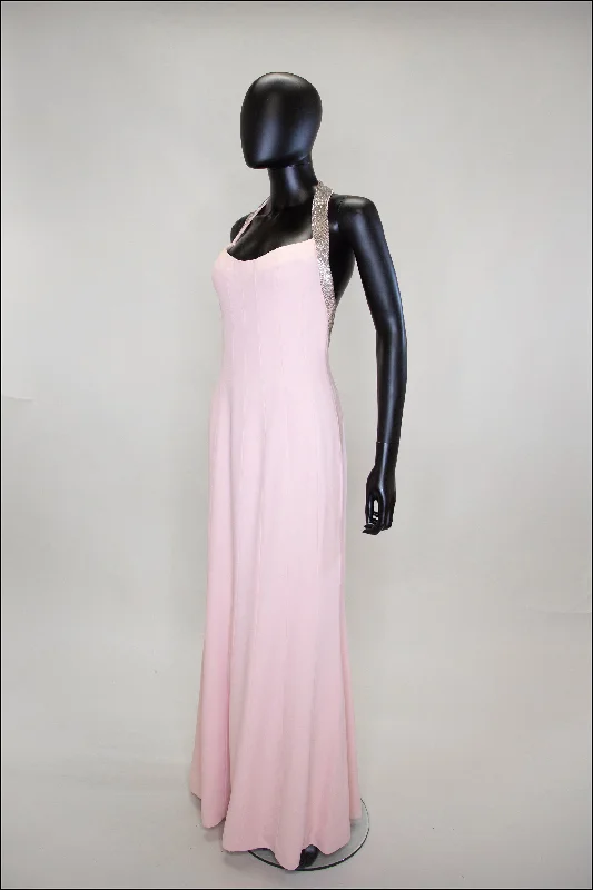 elegant lace overlay evening dress-Vintage 1990s Bruce Oldfield Pink Silk Couture Gown