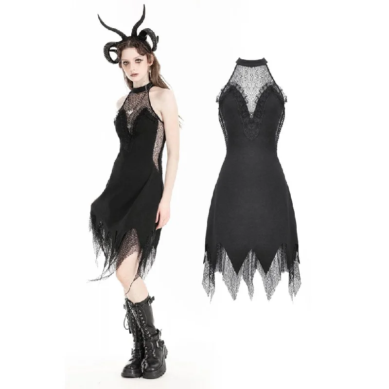 evening dress with embroidery-Women's Gothic Irregular Lace Splice Evening Dress